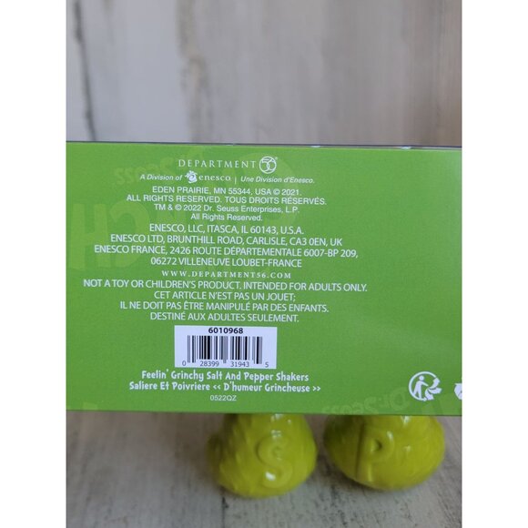 Dept 56 6010968 Grinch salt pepper shaker Enesco xmas set - Picture 6 of 6